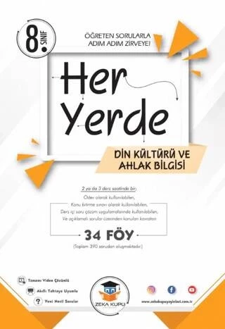 8. Sınıf Her Yerde Din Kültürü Ahlak Bilgisi 34 Föy Zeka Küpü ürün görseli 1