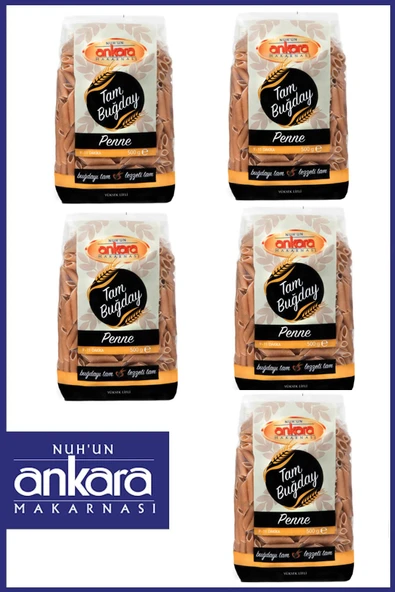Nuh'un Ankara Tam Buğday Penne Makarna 500 gr  x 5 Adet ürün görseli 1