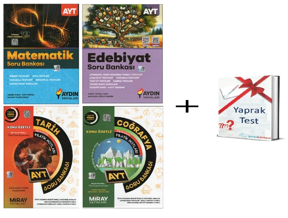 Aydın Yayınları AYT Edebiyat +  Matematik +Miray Coğrafya+ Tarih Soru Bankası+Hediye (4 Kitap) ürün görseli 1
