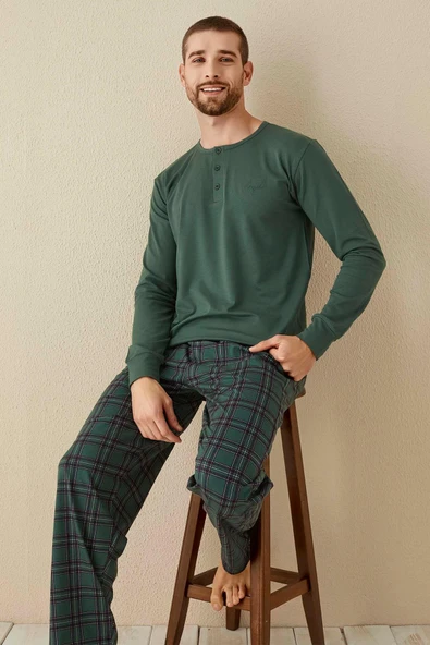 Aydoğan Erkek Civan Patlı Modal Çağla Yeşil Pijama Takımı 3337 ürün görseli 1