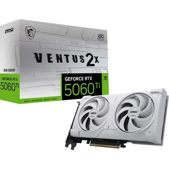 MSI 8GB RTX5060TI VENTUS 2X OC WHITE GDDR7 128bit HDMI-DP PCIE 5.0 BEYAZ ürün görseli 1