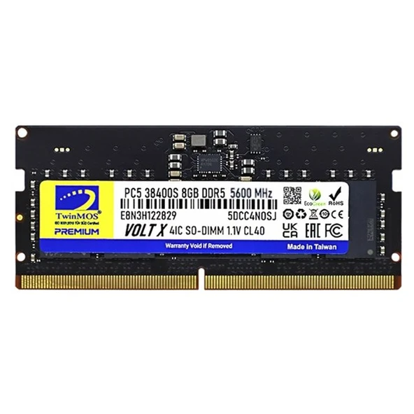TWINMOS 8GB DDR5 5600MHZ NOTEBOOK RAM VALUE TMD58GB5600S46 ürün görseli 1