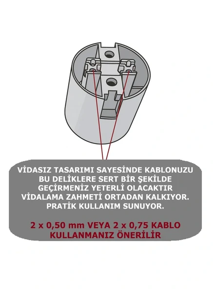 Sıva Üstü Duy E27 Vidasız Geçmeli Donanma Duyu Bakalit Beyaz (250V-4A) 5 Adet - Resim 4