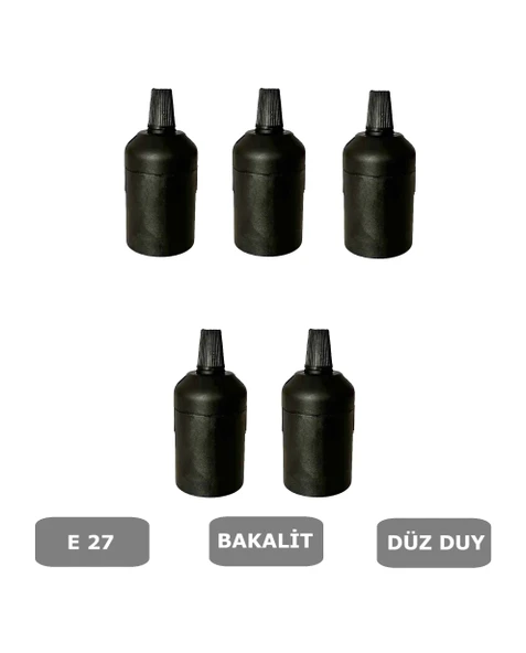 İtalyan Tip E27 Duy Vidasız Geçmeli Düz Bakalit Siyah (250V-4A) 5 Adet ürün görseli 1