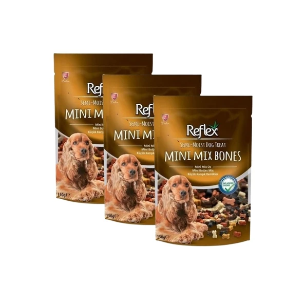 Reflex Küçük Karışık Kemikler Yarı Yumuşak Köpek Ödül Maması 150 Gr x 3 ürün görseli 1