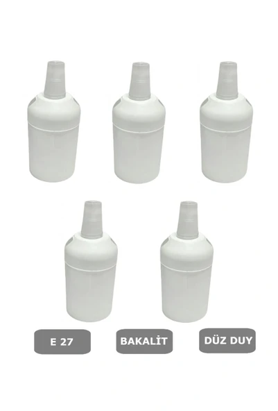 İtalyan Tip E27 Duy Vidasız Geçmeli Düz Bakalit Beyaz (250V-4A) 5 Adet ürün görseli 1