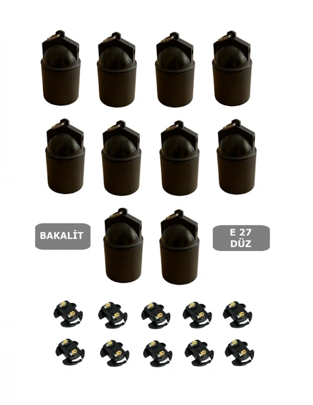 Bakalit Bahçe Duyu E27 Su Geçirmez Dış Mekan Vidalı Yağmur Duyu (250V-4A) 10 Adet ürün görseli 1