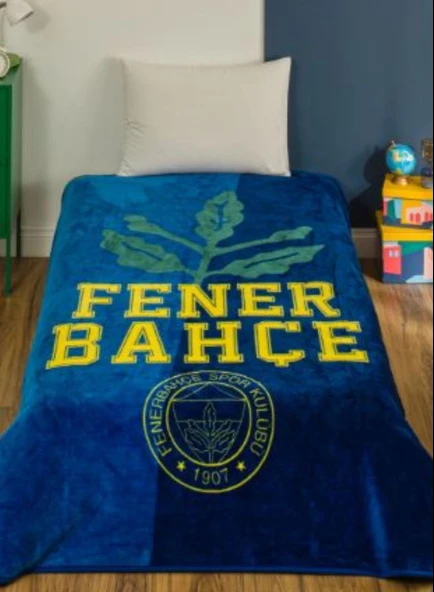 Taç Lisanslı Fenerbahçe Palamut logo Tek Kişilik Battaniye 2026 yeni model ürün görseli 1