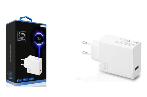 Auris ARS-CH36H 67W Salise Sayar USB-A Çıkışlı Turbo Hızlı Şarj Adaptörü ürün görseli 1
