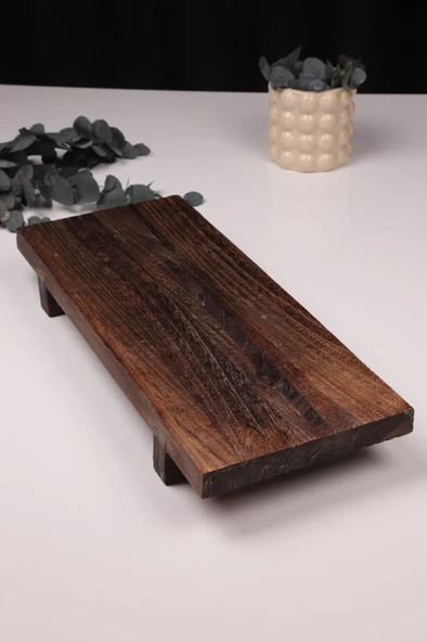 Bambum Pavlonya Classic Dark Ahşap Sunum ve Servis Seti Dikdörtgen Servis Tabakları ürün görseli 1