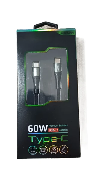 Auris ARS-CB66 60W Örgülü TYPE-C to TYPE-C Data&Şarj Kablosu 1Mt ürün görseli 1