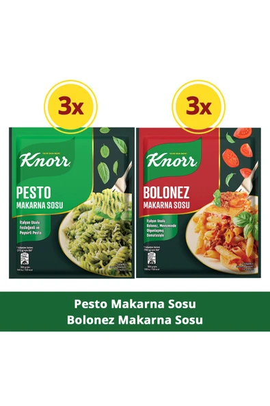 Knorr Pesto Makarna Sosu 50g x3 + Bolonez Makarna Sosu 45g x3 ürün görseli 1