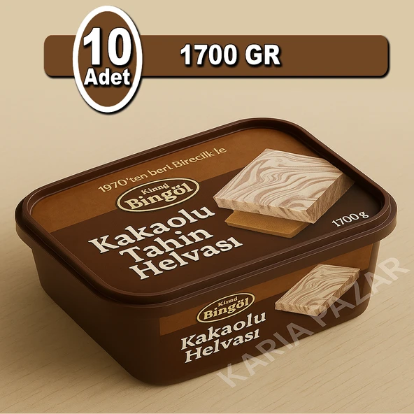 Bingöl Kakaolu Tahin Helvası 1700 G X 10 | Toptan Ekonomik Paket ürün görseli 1