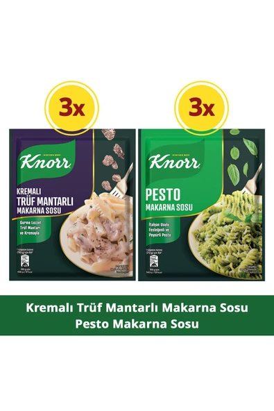 Knorr Trüf Mantarlı Makarna Sosu 52g x3 + Pesto Makarna Sosu 50g x3 ürün görseli 1