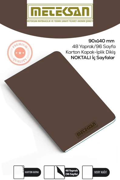 Meteksan Kahverengi 9x14 Cm Ebat Not Defteri ürün görseli 1