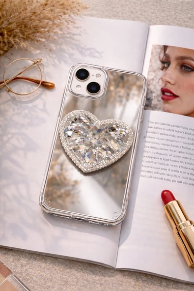 Aynalı Taşlı Popsocketli Kılıf iPhone 16 - Resim 2