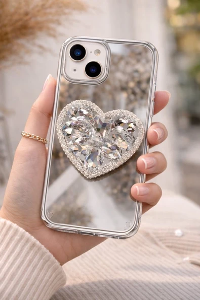 Aynalı Taşlı Popsocketli Kılıf iPhone 16 ürün görseli 1