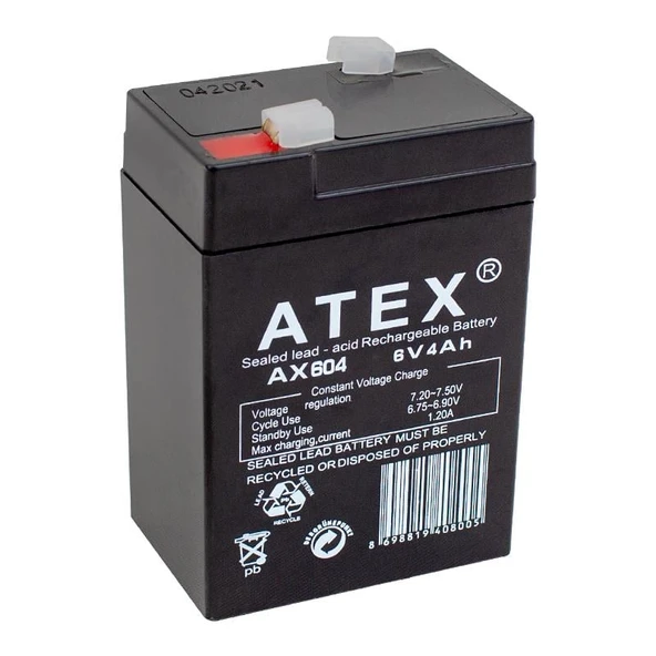 Atex 6 Volt 4 AH Işıldak Aküsü (70*48*101 Mm) ürün görseli 1