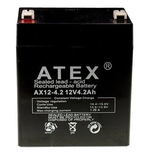 Atex AX12-4.2 12 Volt 4.2 Amper Kuru Akü (90X70x101 Mm) ürün görseli 1