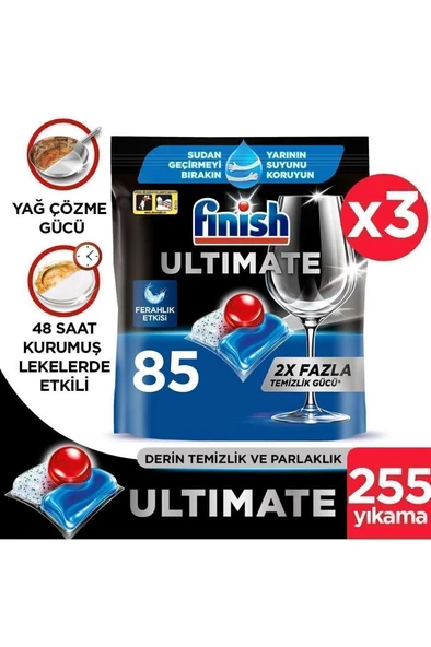 Finish Ultimate Hepsi Bir Arada 255 Kapsül Bulaşık Makinesi Deterjanı Tableti ürün görseli 1