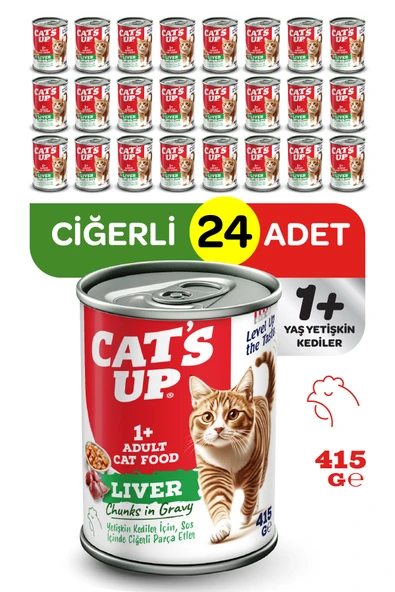 Cats Up Yaş Yetişkin Kedi Maması Ciğerli 415gr 24Lü ürün görseli 1