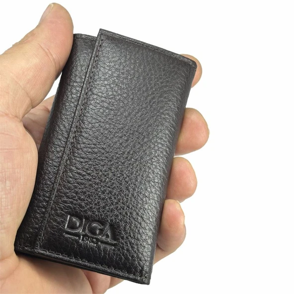 Hakiki Deri Organizer Dikey Avuçiçi Anahtarlık Kahve ürün görseli 1