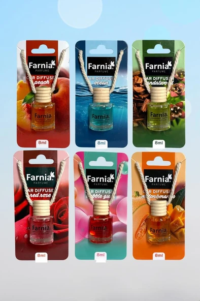 Farnia Yüksek Esanslı Askılı Araç Kokusu EDP Parfüm 8 ml x 6 Adet Fırsat Paketi ürün görseli 1