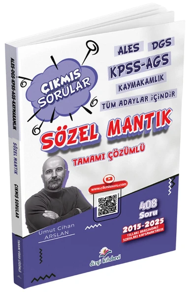Dizgi Kitap KPSS MEB-AGS ALES DGS Kaymakamlık Sözel Mantık 2015 - 2025 Çıkmış Sorular Çözümlü - Umut Cihan Arslan Dizgi Kitap ürün görseli 1