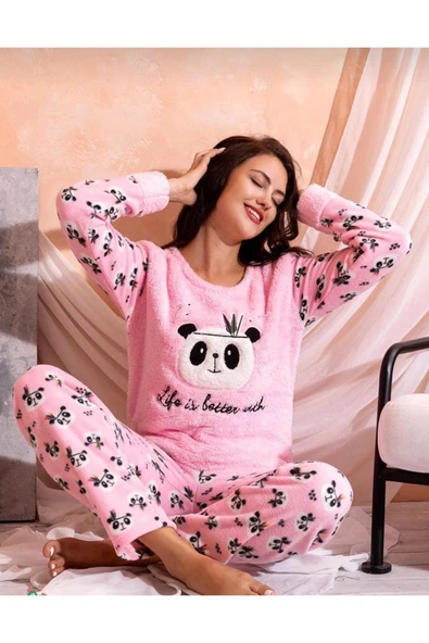 Kışlık Kadın Welsoft Polar Pijama Takımı - Yeni Yıl Pijaması ürün görseli 1