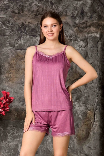 Yazlık Şortlu Askılı Kadın Pijama Takımı ürün görseli 1