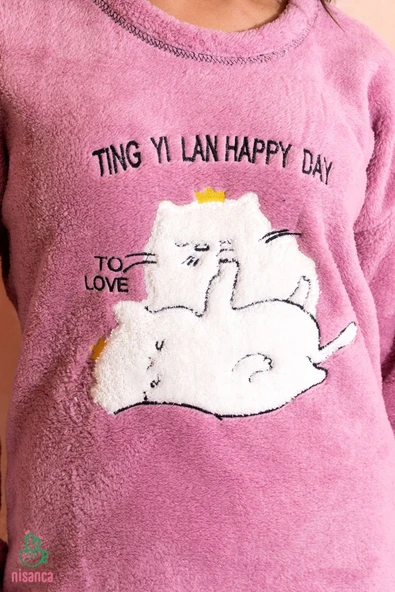 Tam Peluş Kışlık Kadın Pijama Takımı- Polar Yılbaşı Pijaması ürün görseli 1