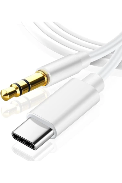 Samsung Xiaomi Uyumlu Aux Kablosu Type-C To Jack Çevirici Dönüştürücü Beyaz Bluetooth Gerektirmez ürün görseli 1