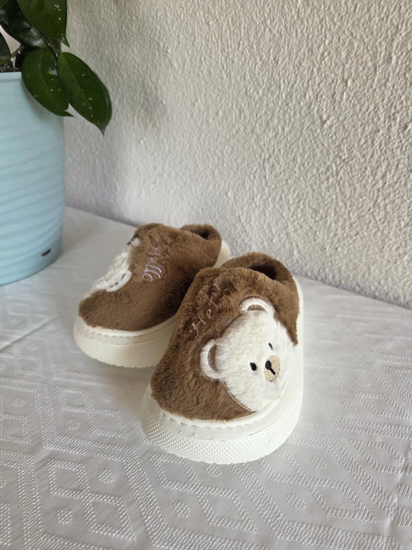 Kadın Ayıcık Desenli Rahat Peluş Ev Terliği 25BNT132 ürün görseli 1