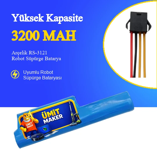 Arçelik RS-3121 Robot Süpürge 3200 Mah 10.8 V Batarya – Orjinal Uyumlu Uzun Ömürlü, Yüksek Performans Pil ürün görseli 1