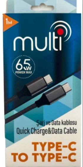 MULTİ MT-2065 Type C to Type C 1 Metre, 65W ürün görseli 1