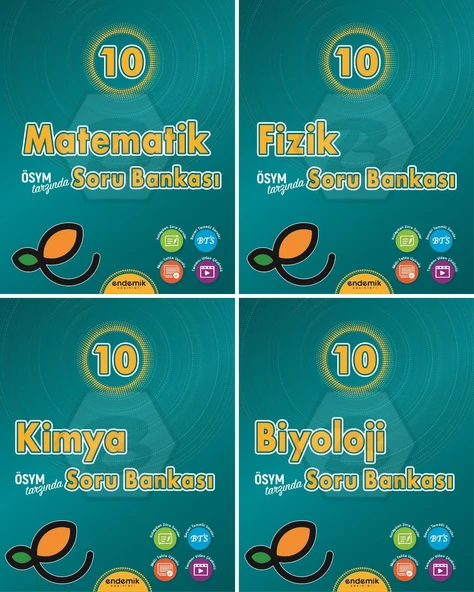 Endemik 2026 10. Sınıf Matematik + Fizik + Kimya + Biyoloji Soru Seti 4 Kitap Güncel Müfredat ürün görseli 1