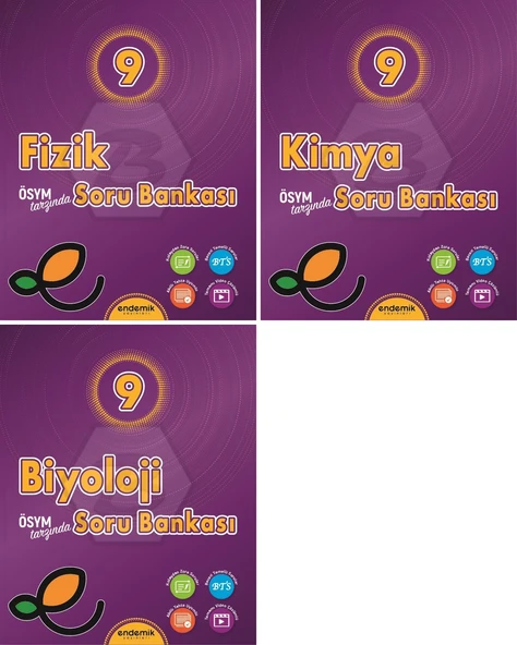 Endemik 2026 9. Sınıf Fizik + Kimya + Biyoloji Soru Seti 3 Kitap Güncel Müfredat ürün görseli 1