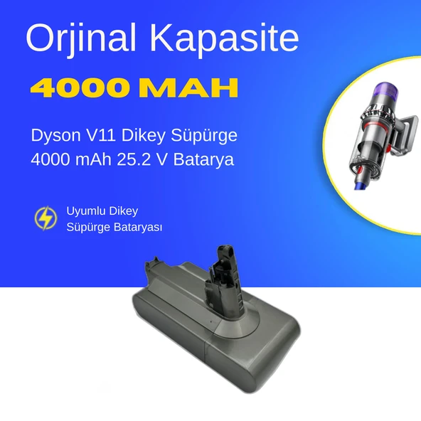 Dyson V11 Dikey Süpürge 4000 mAh 25.2 V  Batarya – Orjinal Uyumlu Uzun Ömürlü, Yüksek Performans Pil ürün görseli 1