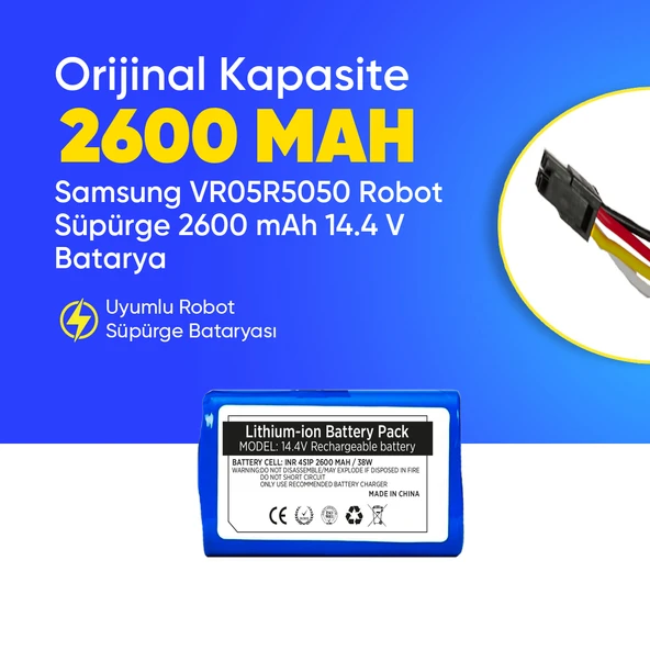 Samsung VR05R5050 Robot Süpürge 2600 mAh 14.4 V  Batarya – Orjinal Uyumlu Uzun Ömürlü, Yüksek Performans Pil ürün görseli 1
