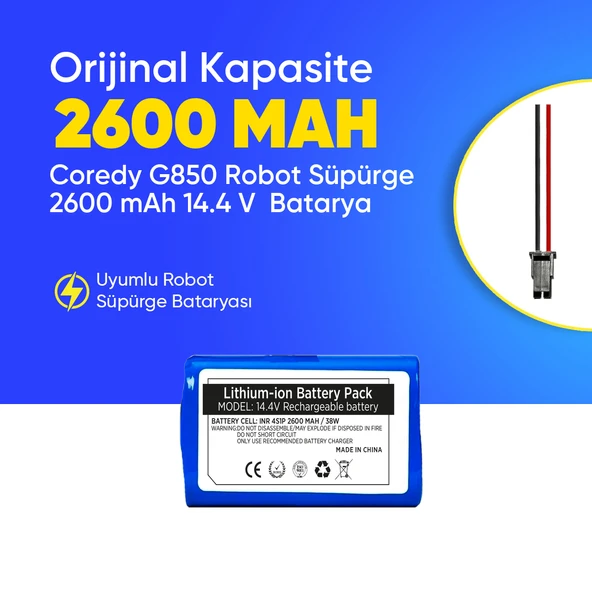 Coredy G850 Robot Süpürge 2600 mAh 14.4 V  Batarya – Orjinal Uyumlu Uzun Ömürlü, Yüksek Performans Pil ürün görseli 1