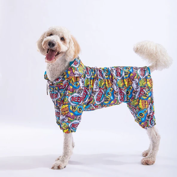 Pawstar PopArt Polarlı Su Geçirmez Orta-Büyük Irk Köpek Yağmurluk Tulum ürün görseli 1