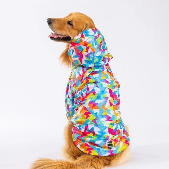 Pawstar Mosaic Polarlı Su Geçirmez Orta-Büyük Irk Köpek Yağmurluğu ürün görseli 1