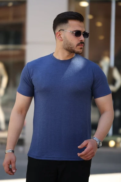 Erkek Ağaç Kabuğu Desenli Kısa Kollu T-shirt ürün görseli 1