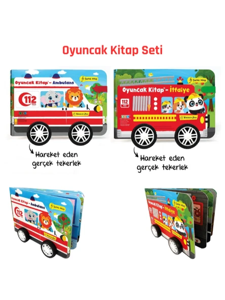 Oyuncak Kitap Seti 2 Kitap   Ambulans & İtfaiye Gerçek Tekerlekli ürün görseli 1