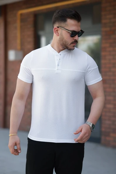 Erkek Hakim Yakalı Kısa Kollu Pamuklu T-shirt ürün görseli 1