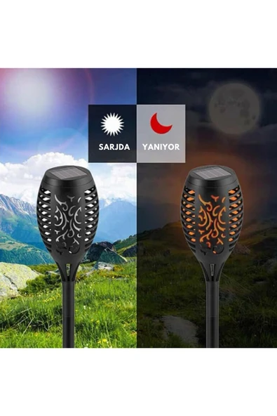Solar Alev Efektli Bahçe Lambası - Resim 4
