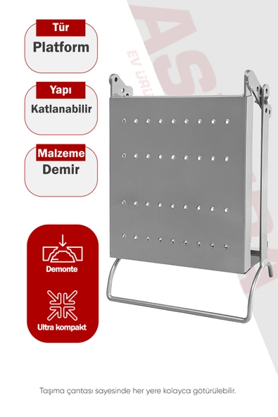 Asvera Merdiven Çalışma Platformu Aparatı - Tüm Merdivenlere Uyumlu Katlanır Çelik Sehpa ürün görseli 1