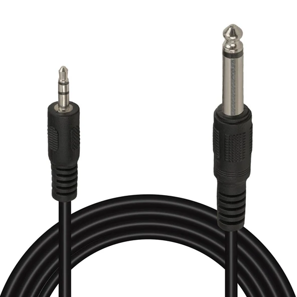 Powermaster PM-15917 Siyah 6.3 Mm Gitar To 3.5 Mm Stereo Ara Kablo (1.4 Metre) ürün görseli 1