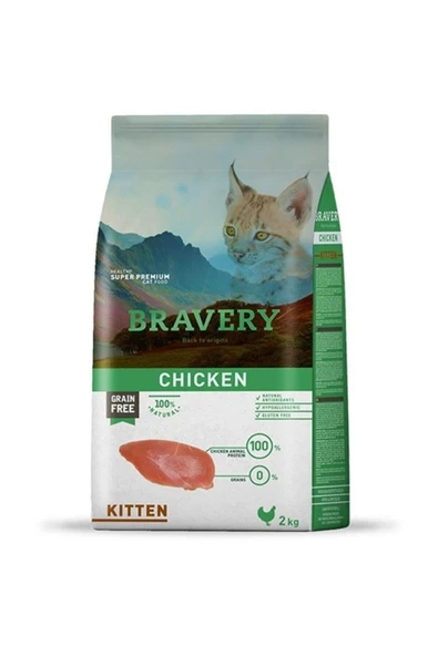 Braven Bravery Tahılsız Tavuklu Yavru Kedi Maması 2kg ürün görseli 1