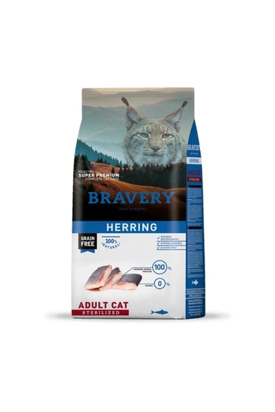 Bravery Tahılsız Kısırlaştırılmış Ringa Balıklı Yetişkin Kedi Maması 2 Kg ürün görseli 1